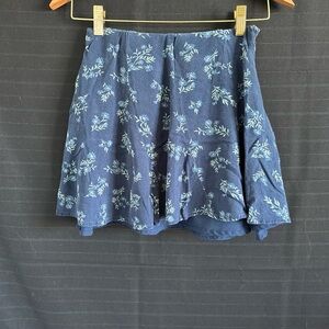 American Eagle Mini Skirt Blue Floral w/ Sheer Blue Liner Sz XS Flare A Line